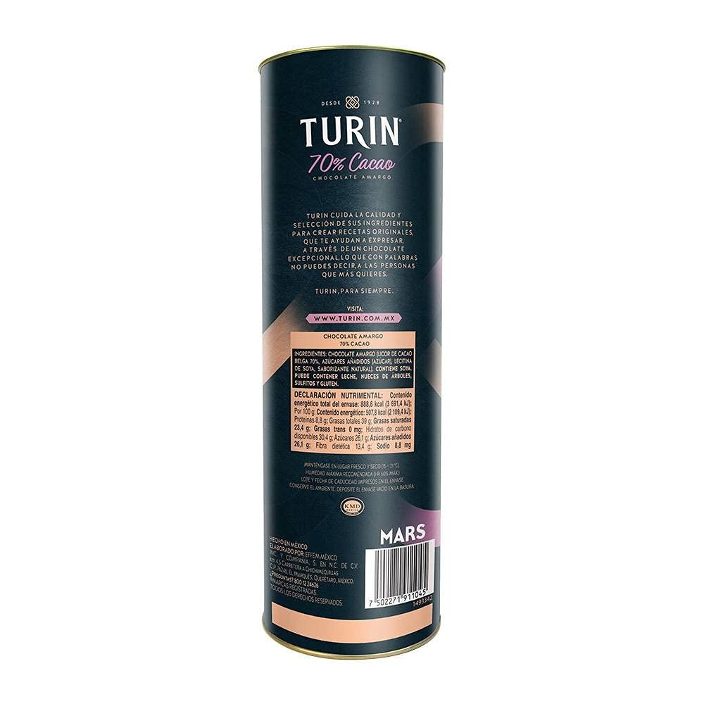 Turin - Turin Chocolate 70% Cacao Tubo 175 grs