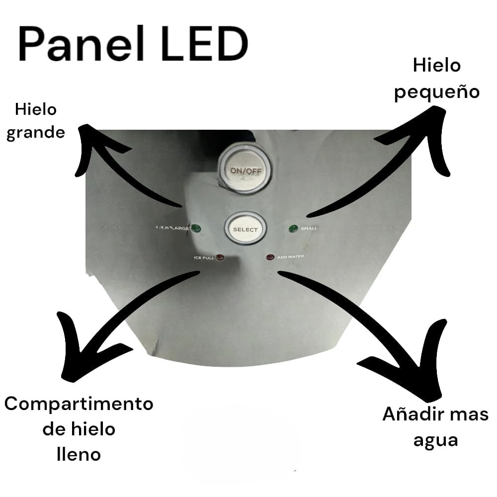 RIVARRO Máquina de Hielo, Fabrica 9 Cubos de Hielo cada 6-8 minutos, 14 Kg en 24 horas, 2 Tamaños de Hielo, con Cesta y Pala, Acero Inoxidable, Color Plata