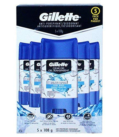 Gillette Endurance Clear Gel desodorante, Cool Wave (4.5 oz, 5 paquetes). ES