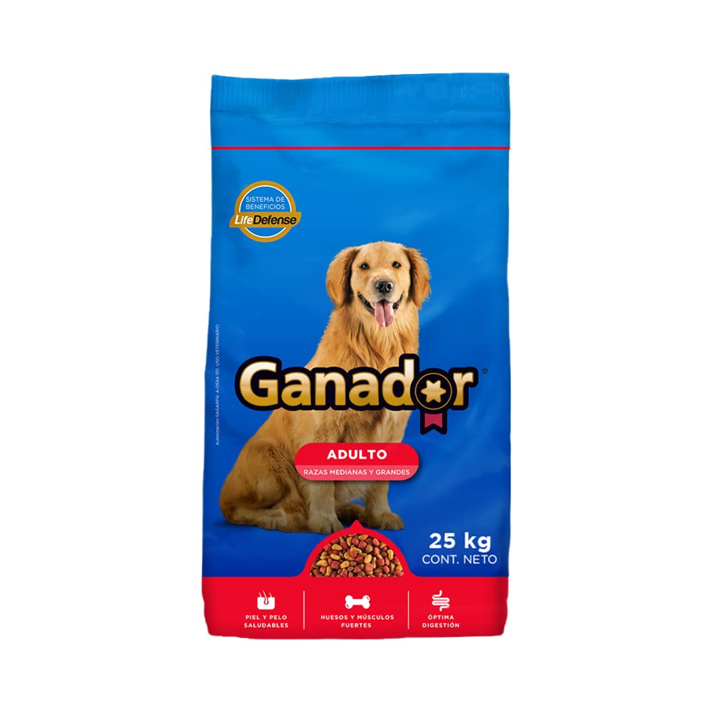 Ganador 25kg, Alimento para Perros Adultos de Razas Medianas y Grandes. El empaque Puede Variar.