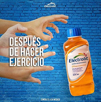 ELECTROLIT - Electrolit Sabor NARANJA MANDARINA (12 frascos) Suero Rehidratante - 625 ml