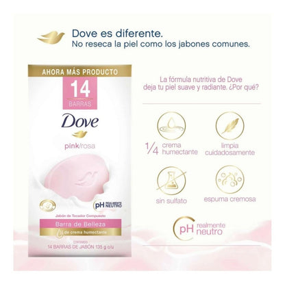 Unilever - Jabón En Barra Dove Pink 14p/135g