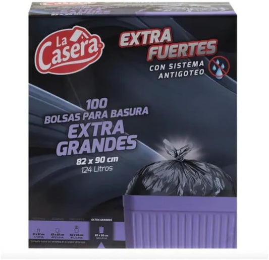 Bolsas para Basura Extra Grandes La Casera 100 piezas 124 L 82x90cm