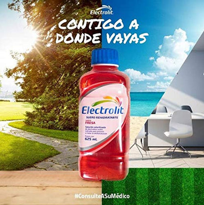 ELECTROLIT - Pack de 12 Suero Rehidratante Electrolit Fresa de 625 Ml