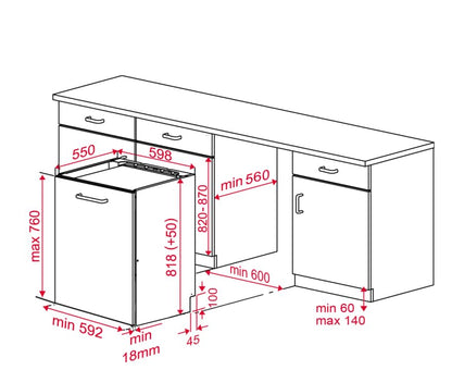 Lavavajillas empotrable Teka DFI 46950 WH D 14 servicios 60 Cm Acero Inox Gris