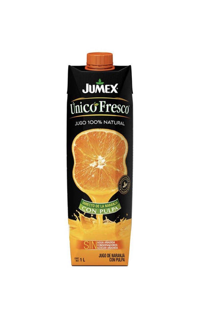 JUMEX UNICO FRESCO JUGO DE FRUTA PAQUETE SURTIDO CON 6 PIEZAS DE 1 LITRO SABOR NARANJA