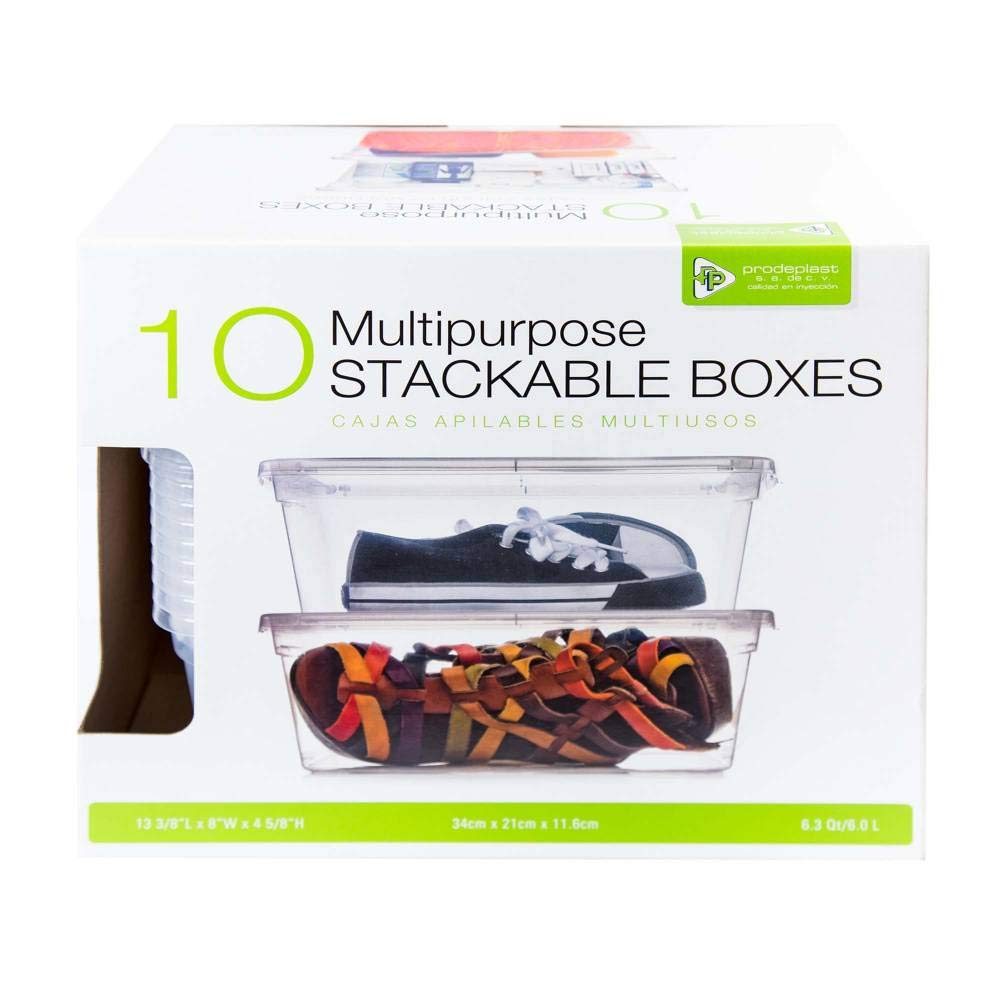 Prodeplast - Organizador Juguetes Zapatos Cajas Transparentes De Plastico 10 contenedores con 10 TAPAS