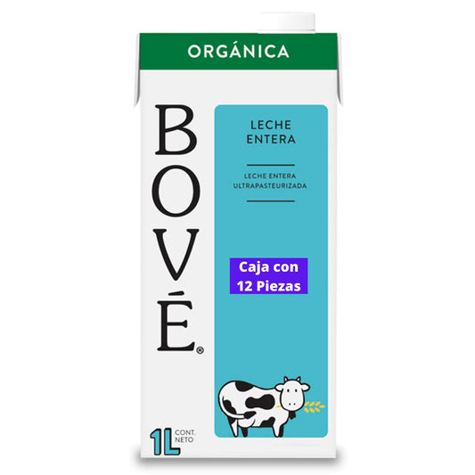 Bové Entera orgánica, 1L x 12 piezas, Ultrapasteurizada, Adicionada con Vitamina A y D