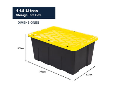 Caja Organizadora Capacidad 114 LTS, Negra Con Tapa Amarilla