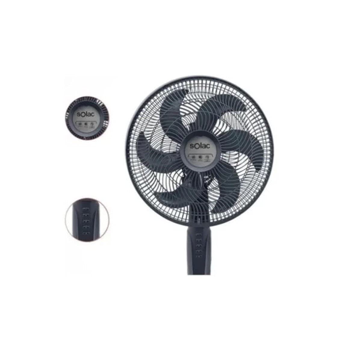 Solac VPS-16BR Ventilador de pedestal de 16 pulgadas (40.6 cm) rejilla plastica aerodinamica que provee hasta 30%)