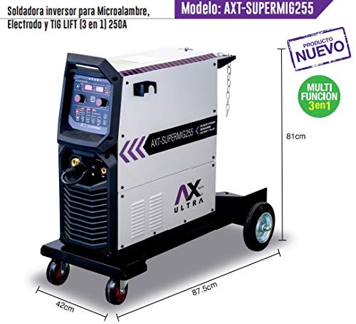 AXT - AXT-SUPERMIG255 SOLDADORA INVERSOR PARA MICROALAMBRE, ELECTRODO Y TIG LIFT (3 EN 1) 250A