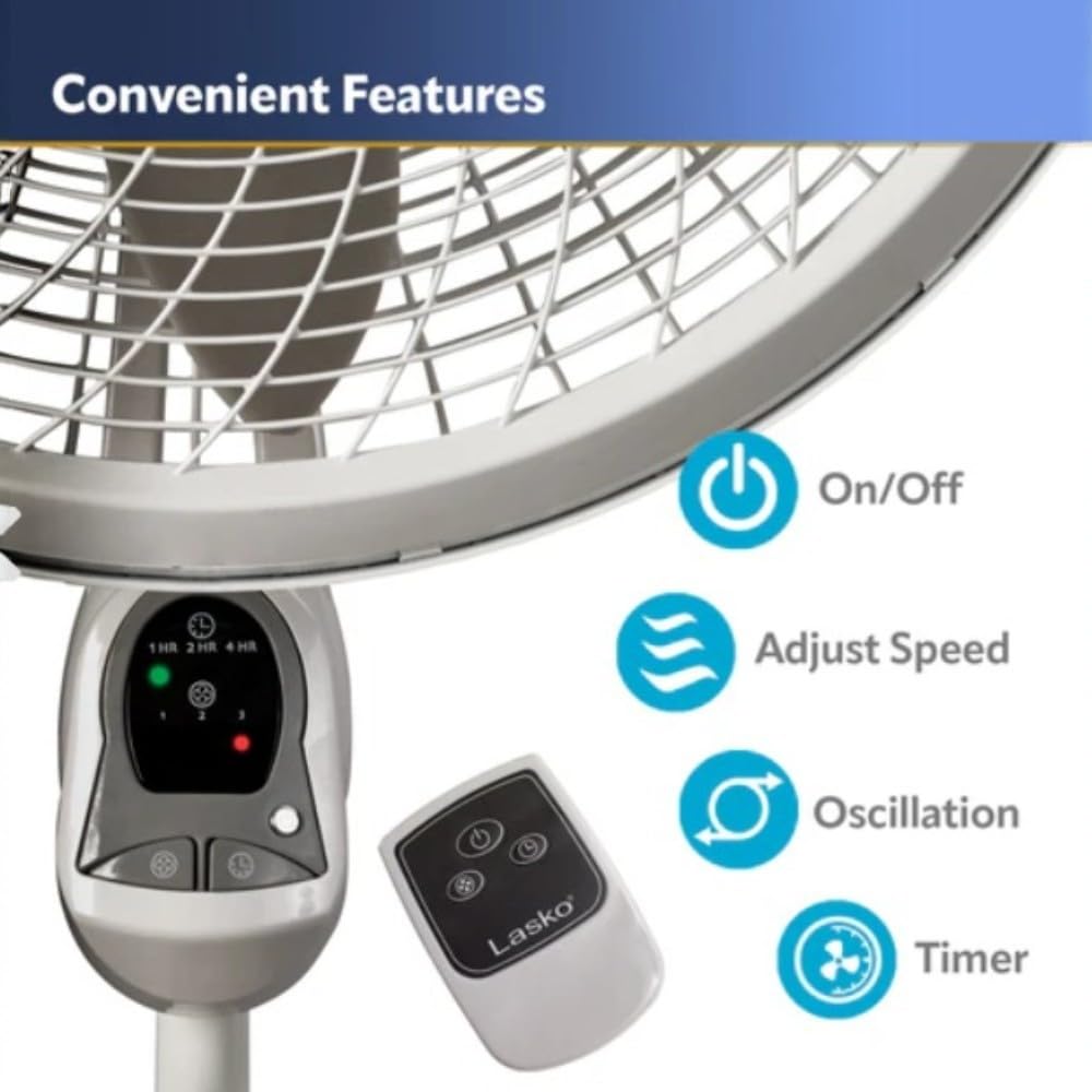 Lasko - ventilador de pedestal cyclone(45,72 cm, con control remoto,enfria poderosamente los espacios hogareños mas grandes,facil de usar)