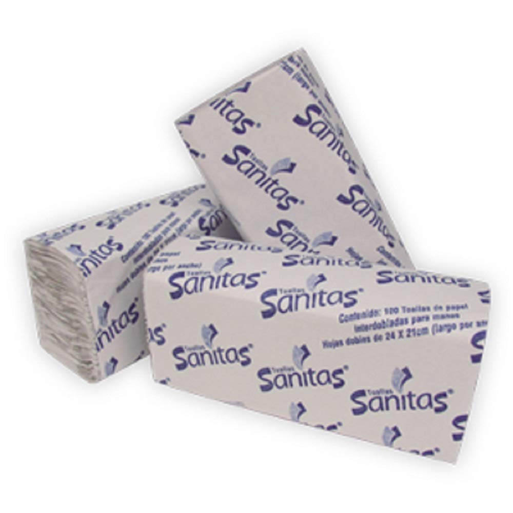 Sanitas - Combo de 3 Cajas 92231 Toalla Interdoblada para manos Sanitas 20 paquetes de 100 piezas