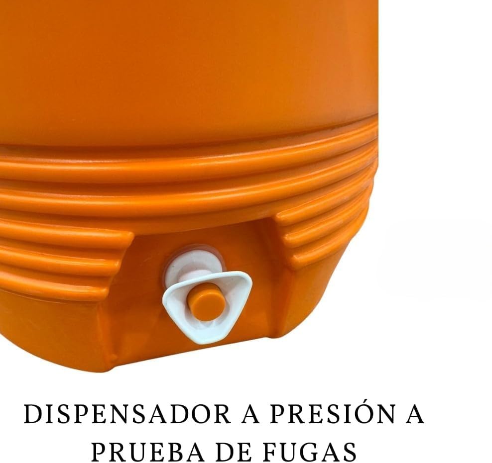 RIVARRO - Dispensador Portátil De Agua Para Bebidas Deportivas De 5 Galones Con Tapa Plana Enroscable, Naranja Brillante