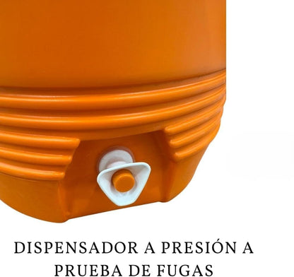 RIVARRO - Dispensador Portátil De Agua Para Bebidas Deportivas De 5 Galones Con Tapa Plana Enroscable, Naranja Brillante