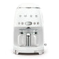 Smeg DCF02WHUK - Máquina de café por goteo, modo de arranque automático, filtro reutilizable, pantalla digital, sistema antigoteo, opción de intensidad de aroma, tanque de 1,4 litros, color blanco