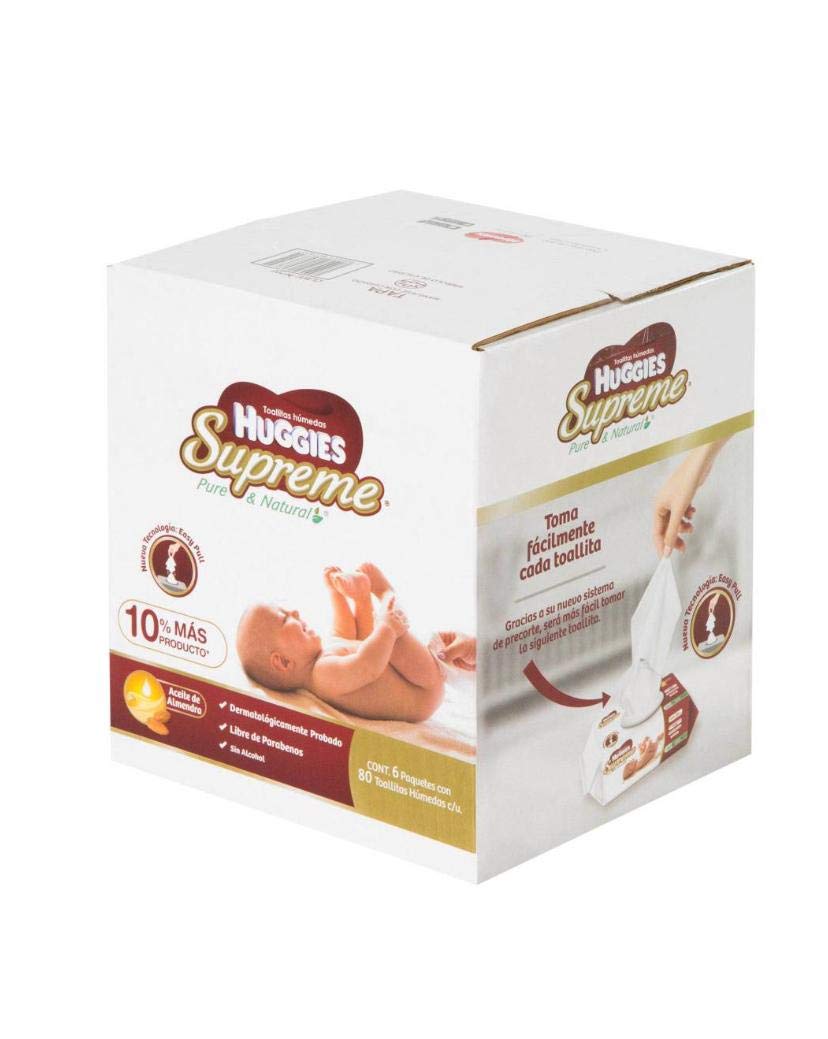 HUGGIES - Toallitas Húmedas Huggies Supreme 6 Pzas Con 80 Toallas cada pieza