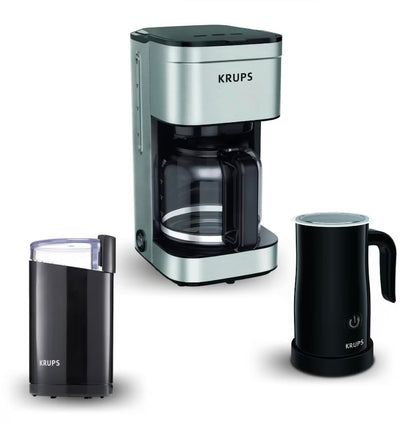 KRUPS Kit Cafetera Espumador de leche + Molino de café