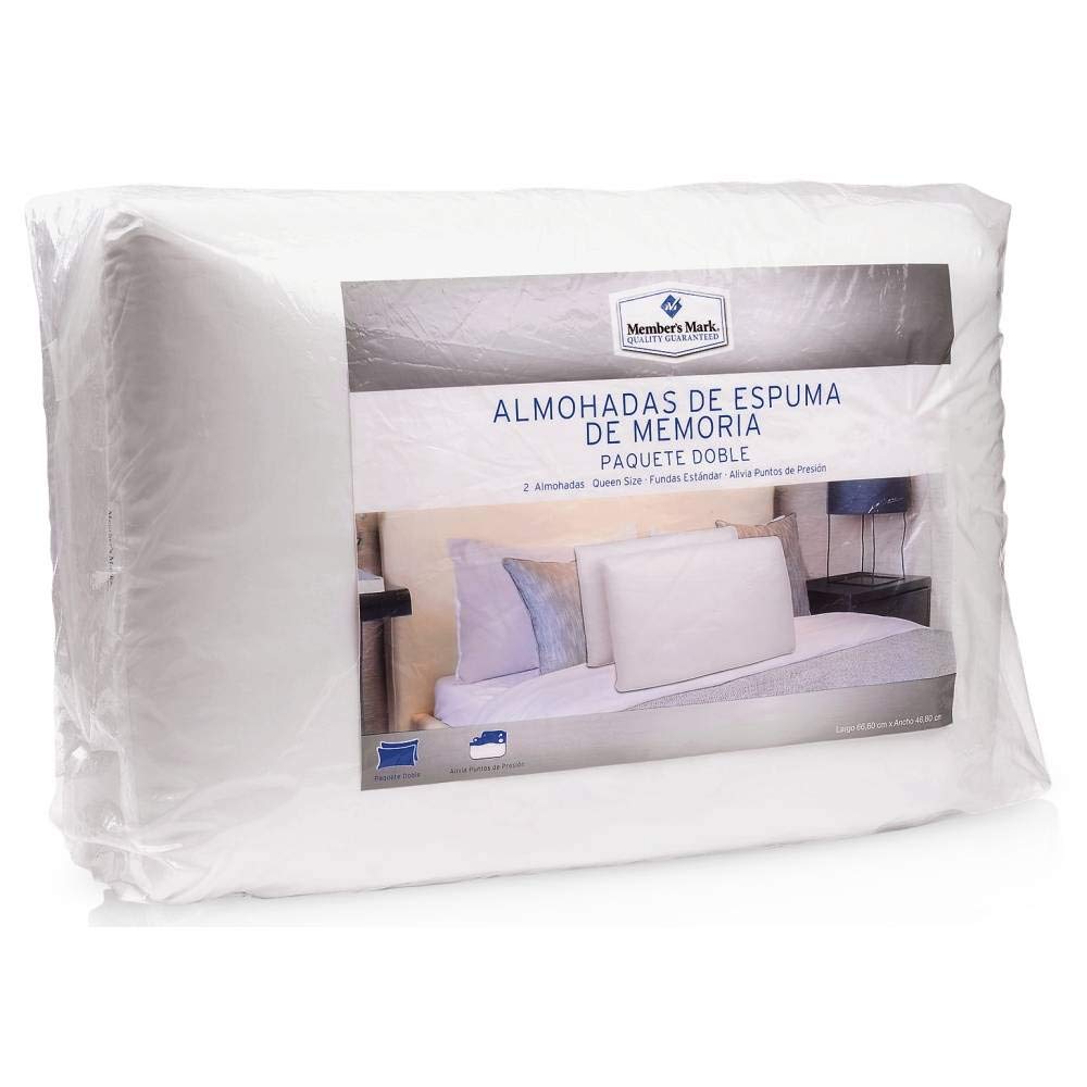 MEMBER´S MARK Members Mark - Members Mark Almohada Memory Foam Queen 2 pzas +1 Cubrebocas Lavable High Performance 3 Capas