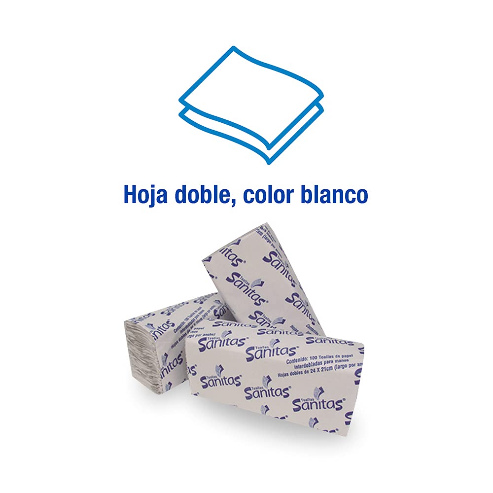 Kimberly Clark Professional - Toalla Interdoblada para Manos Sanitas, Caja con 20 Fajillas de 100 Toallas, con Grabado, Kimberly Clark Professional.