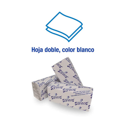 Kimberly Clark Professional - Toalla Interdoblada para Manos Sanitas, Caja con 20 Fajillas de 100 Toallas, con Grabado, Kimberly Clark Professional.