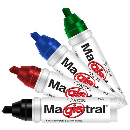 Marcador Pintarron Magistral Metálico Con 4 Plumones 50% Más Rendimiento Ideal Para Pizarrones Indeleble En Tela Y Materiales Porosos PSA COMPUTO Y PAPELERIA