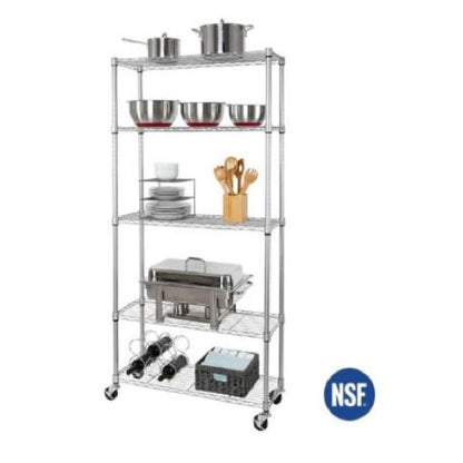 Members Choice - Members Choice Estante Anaquel Repisa Acero Cromado 5 Niveles con Llantas