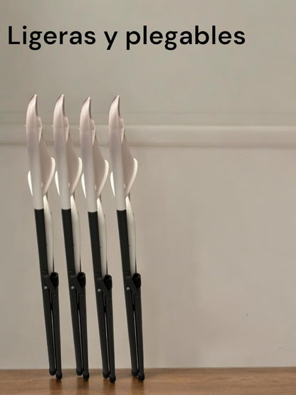 RIVARRO Pack 4 Sillas Plegables Estándar De Plástico Blanca, Ligeras, Interiores, Exteriores, Fiestas