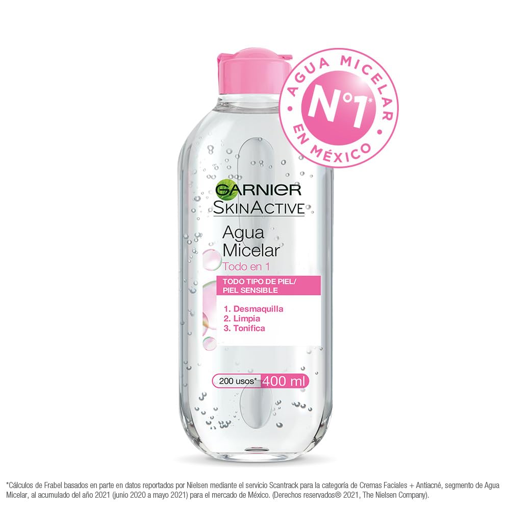 Garnier Skin Naturals Face Agua Micelar Desmaquillante para Todo Tipo de Piel, 400 ml
