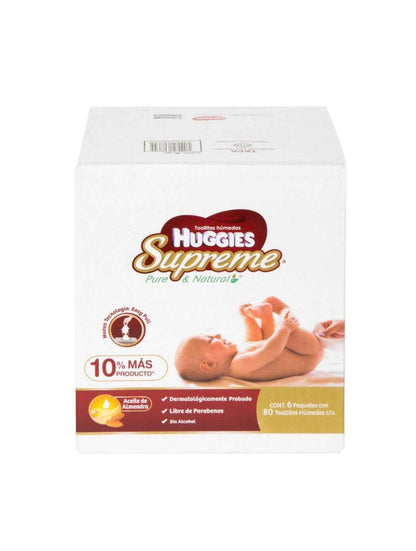 HUGGIES - Toallitas Húmedas Huggies Supreme 6 Pzas Con 80 Toallas cada pieza