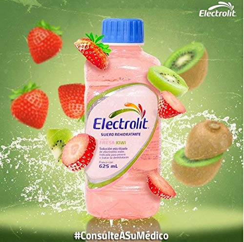 ELECTROLIT - Electrolit Sabor FRESA KIWI (12 frascos) Suero Rehidratante - 625 ml