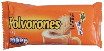 Marinela - GALLETAS POLVORONES MARINELA CAJA GRANDE CON 13 Paquetes de 74g c/u IDEAL PARA NEGOCIO SNACK BOTANA. GALLETAS SABOR NARANJA