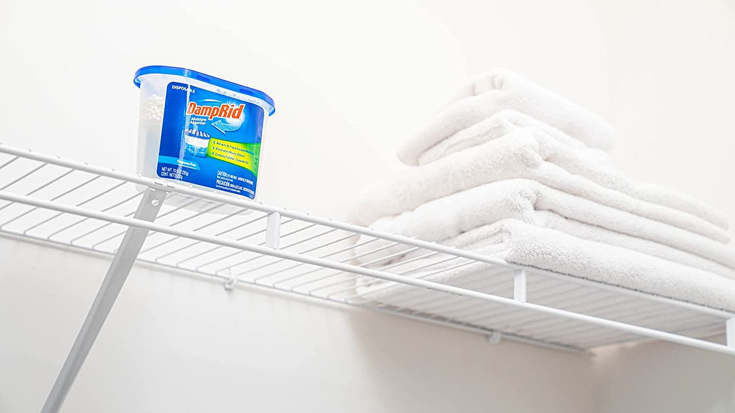 DampRid - Amortiguador de humedad desechable sin fragancia – 10.5 onzas cada uno – Paquete de 3 – Atrae y atrapa el exceso de humedad, elimina olores mohosos, crea un aire blanco más fresco y limpio