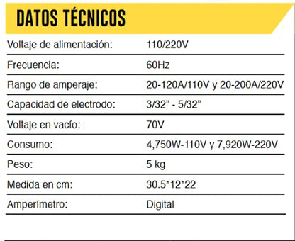 VOLT - SOLDADORA INVERSOR ELECTRODO Y TIG LIFT 200A BI VOLTAJE 110-220V VOLT VOL-210TBV