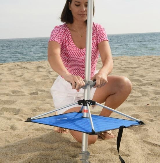 Sepras Tommy Bahama - Sombrilla de playa de 8 pies con ventilación de viento y anclaje de arena, color azul intenso