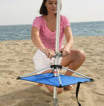 Sepras Tommy Bahama - Sombrilla de playa de 8 pies con ventilación de viento y anclaje de arena, color azul intenso