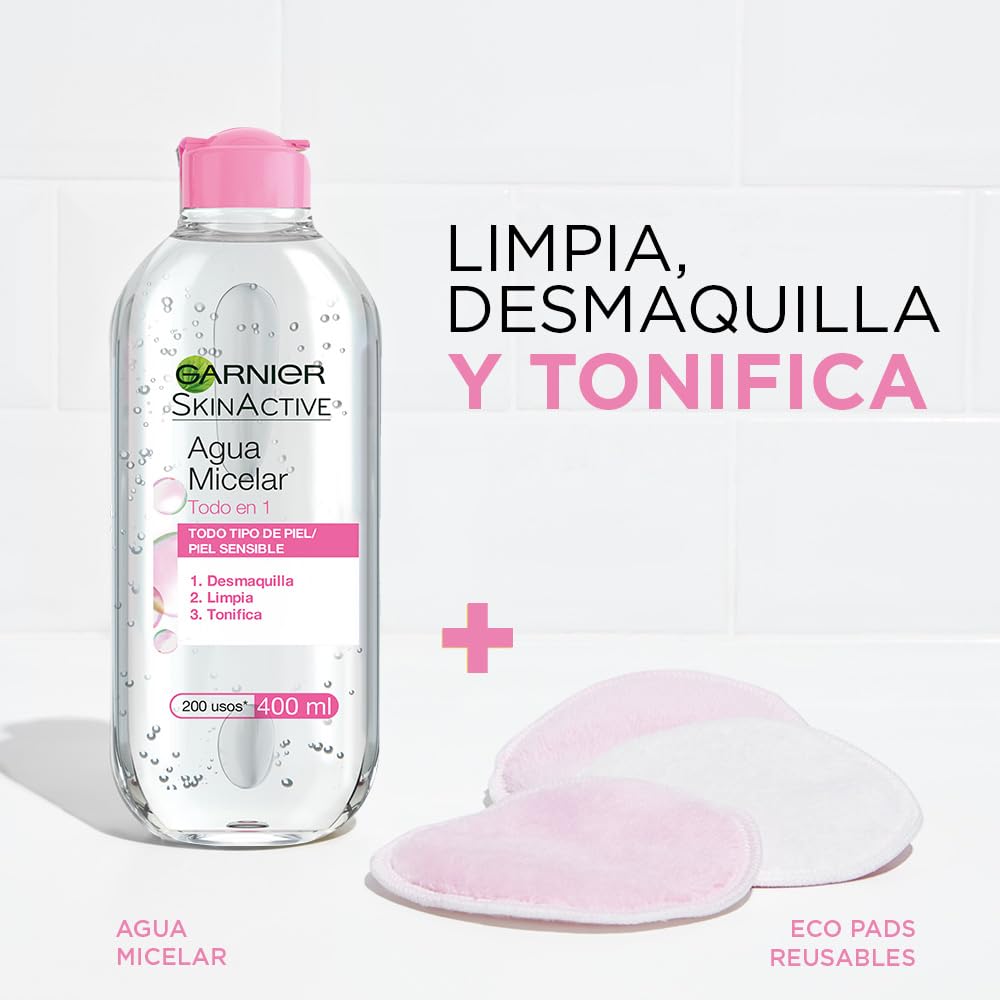 Garnier Skin Naturals Face Agua Micelar Desmaquillante para Todo Tipo de Piel, 400 ml