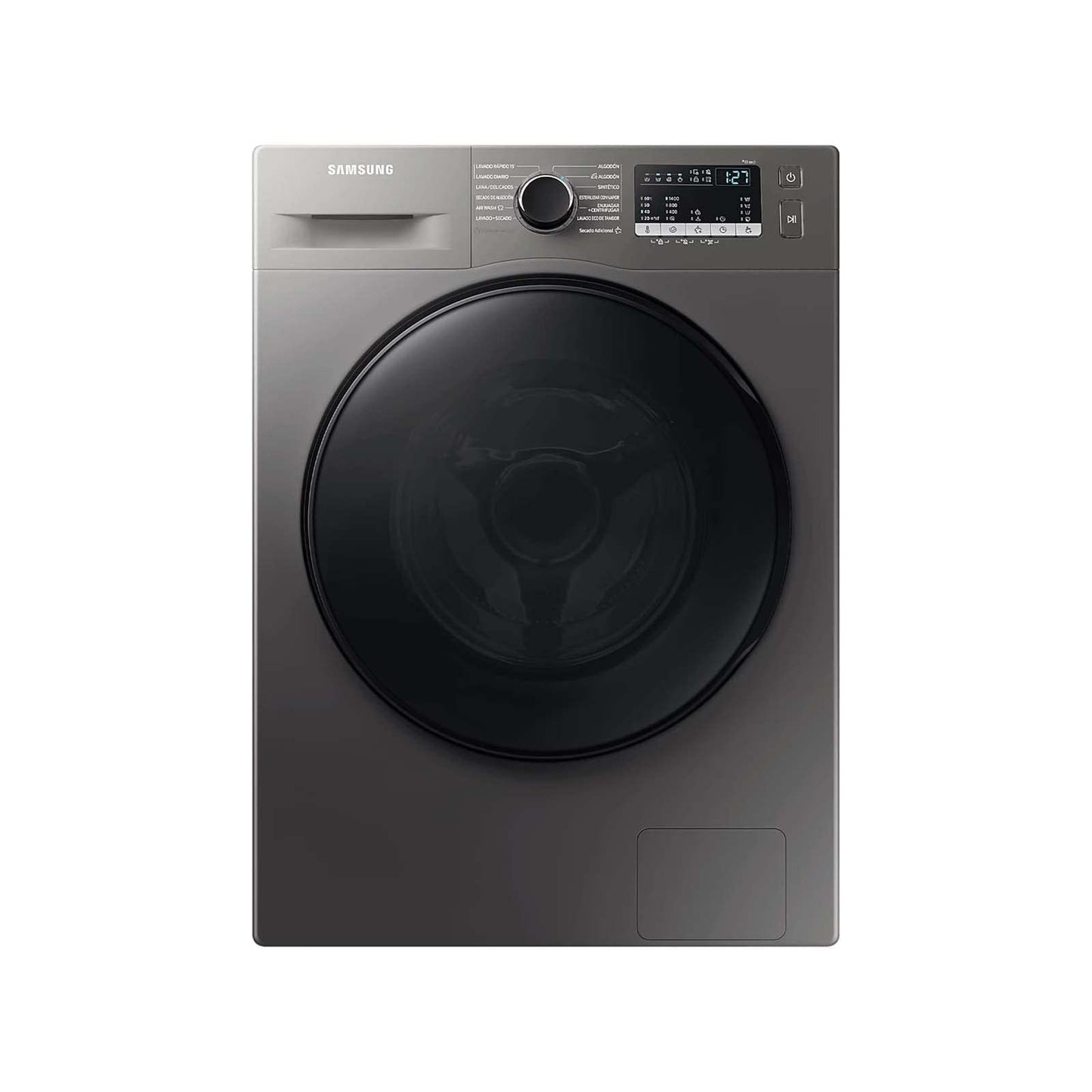 Lavasecadora Samsung de 11 kg, carga frontal, acero inoxidable, durabilidad y eficiencia en el motor, higienicamente limpio Drum Clean, gris, modelo WD11T4046BX