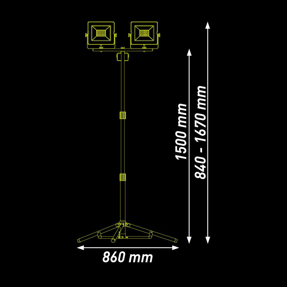 Luceco - LUCECO, ELSWT220BG3-MX2, Portable Doble con Tripié 2x20W, 127V, 5000K, 30000 Hrs, IRC>70, 2x1600 Lúmenes, IP65, Acabado Color Verde Lima