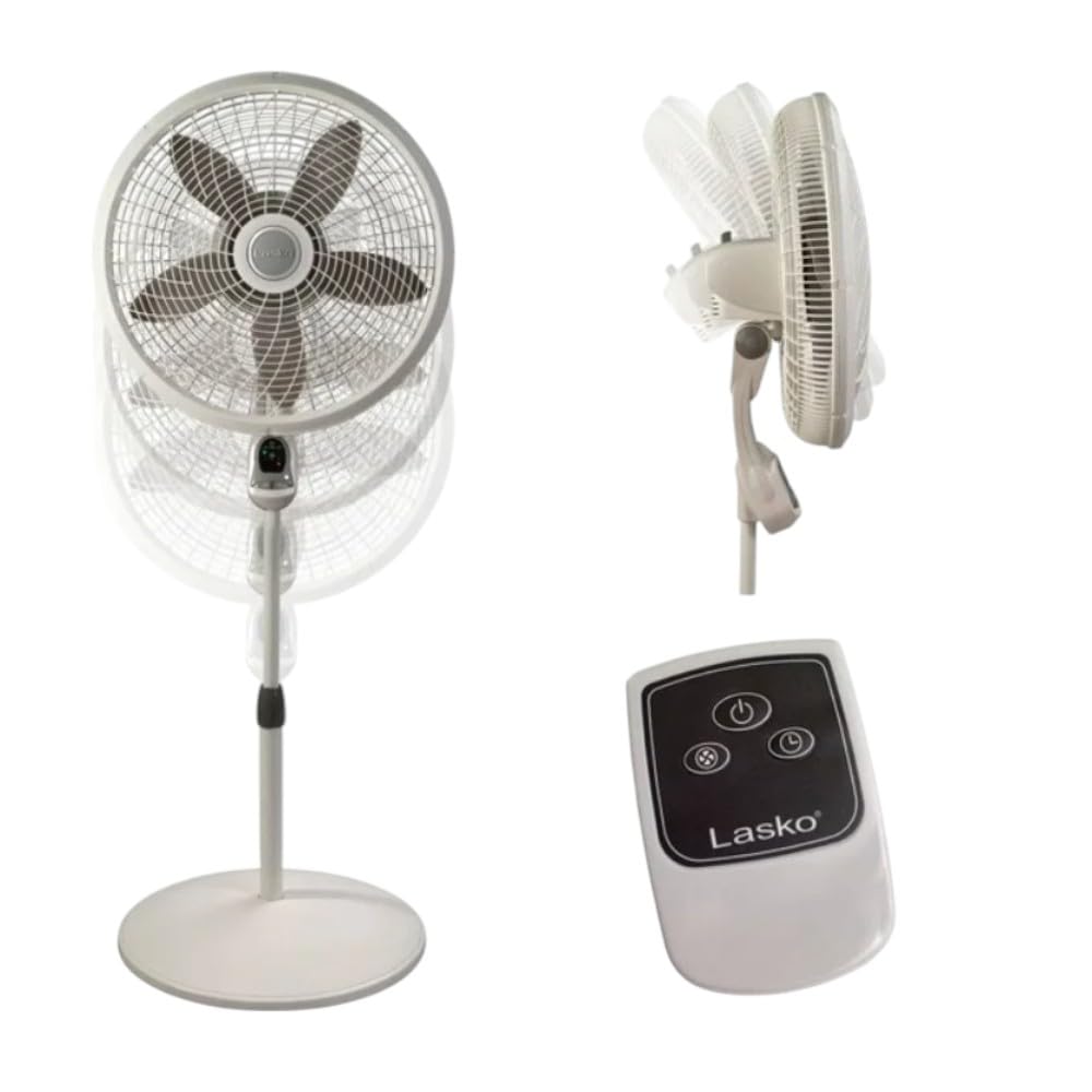 Lasko - ventilador de pedestal cyclone(45,72 cm, con control remoto,enfria poderosamente los espacios hogareños mas grandes,facil de usar)