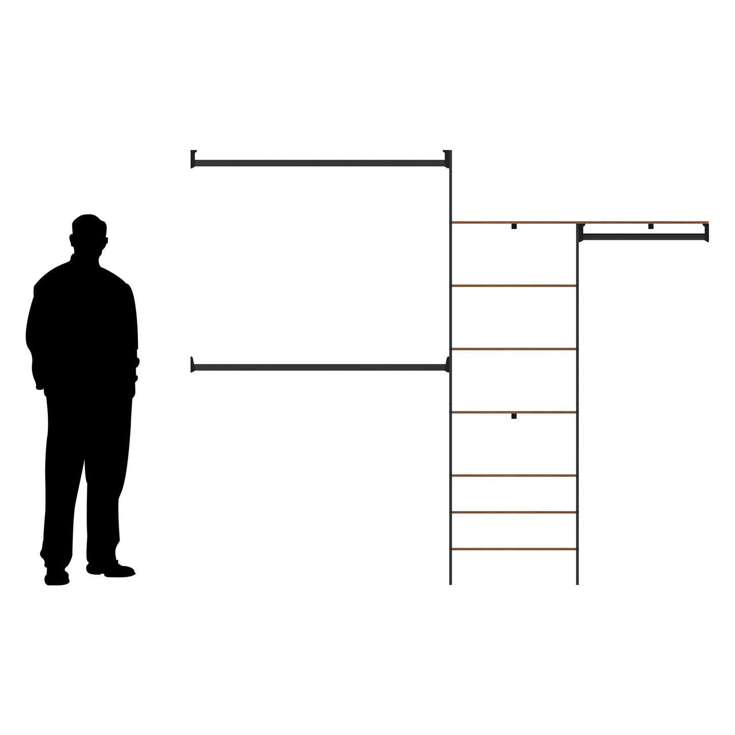 PLAYCON Clóset ? Lisboa. Clóset, Ropero Armable, Mueble Armable para Ropa, Organizador para Ropa con 7 Entrepaños y 3 Barras para Colgar