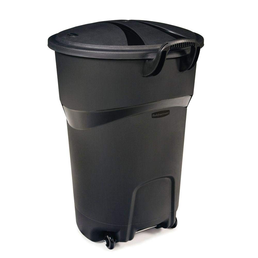 Rubbermaid Roughneck - Bote de basura de 121 litros negro, con ruedas y tapa