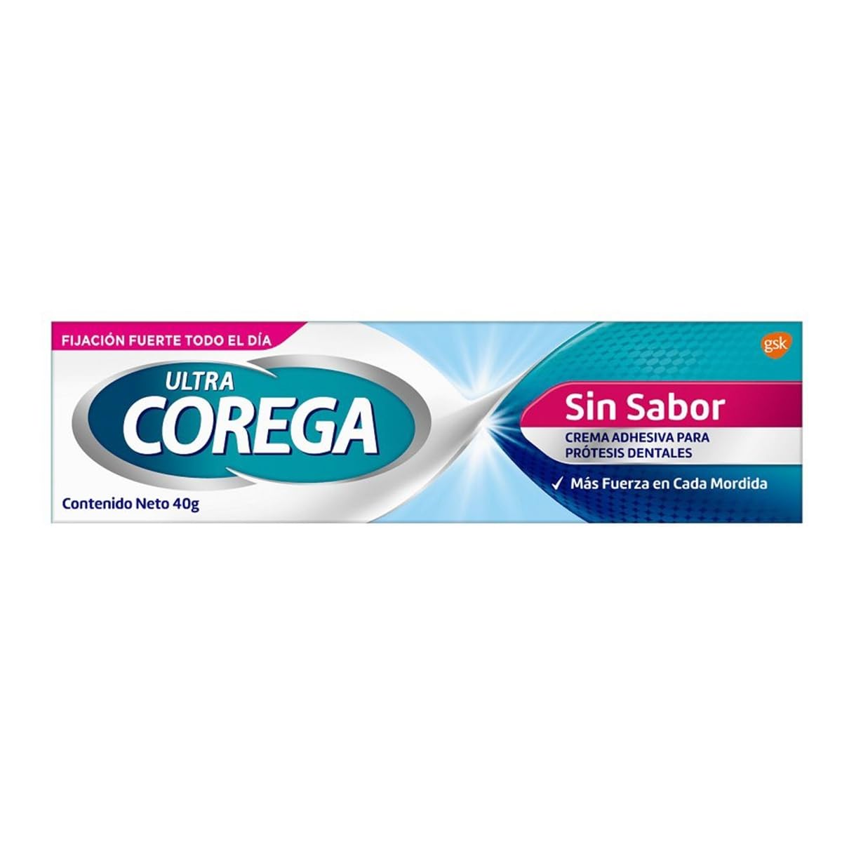 Corega Ultra Crema Adhesiva para Prótesis Dentales, Fijación Fuerte, Sin Sabor, 40g