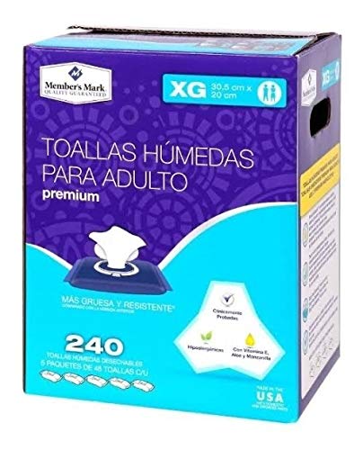 MEMBER´S MARK Toallas Húmedas Para Adulto Premium Hipoalergenica 240pc% Paquetes de 48 Toallas