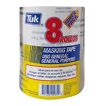 T.U.K. Masking Tape Tuk 8 rollos USO GENERAL