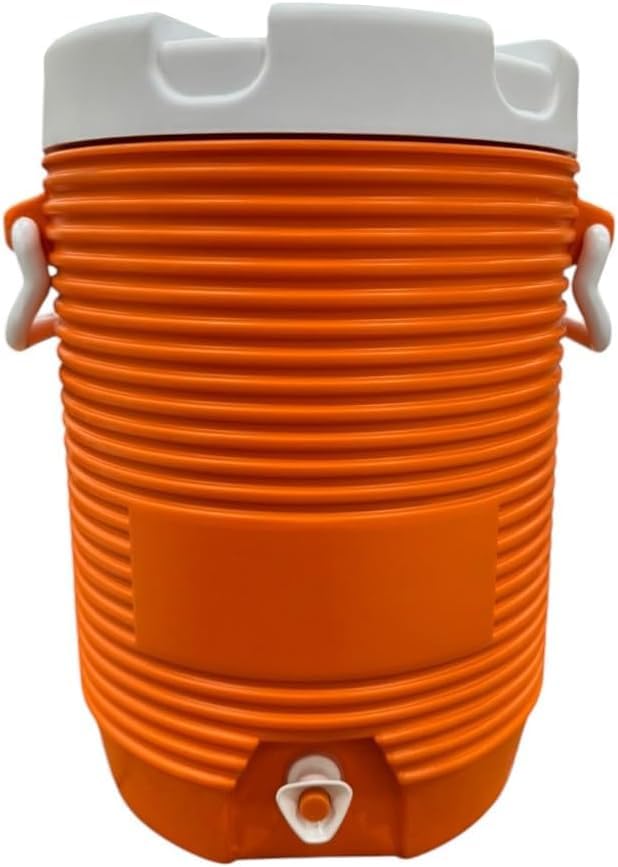 RIVARRO - Dispensador Portátil De Agua Para Bebidas Deportivas De 5 Galones Con Tapa Plana Enroscable, Naranja Brillante