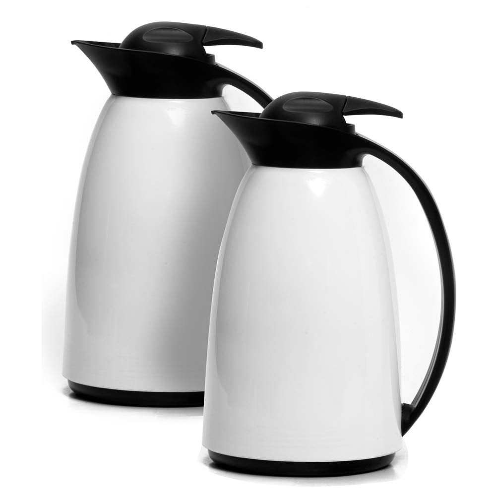 Unimat Jarra Profesional Jarras Térmicas Para Café Premium, Aislamiento Térmico, Grado Profesional, Mango de Sujeción, 1 Litro, Blanco