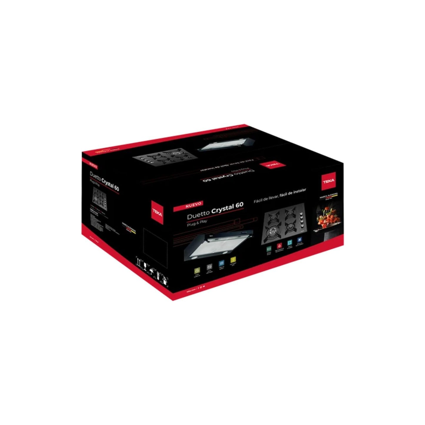 TEKA Combo Crystal Negro 60 Parrilla a Gas y Campana