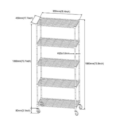 Members Choice - Members Choice Estante Anaquel Repisa Acero Cromado 5 Niveles con Llantas