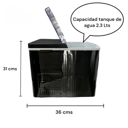 RIVARRO Máquina de Hielo, Fabrica 9 Cubos de Hielo cada 6-8 minutos, 14 Kg en 24 horas, 2 Tamaños de Hielo, con Cesta y Pala, Acero Inoxidable, Color Plata